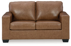 Ashley Furniture - BOLSENA CARAMEL LEATHER LOVESEAT - Light Brown Leather Match - Loveseats