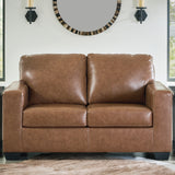 Ashley Furniture - BOLSENA CARAMEL LEATHER LOVESEAT - Light Brown Leather Match - Loveseats - Additional View 1