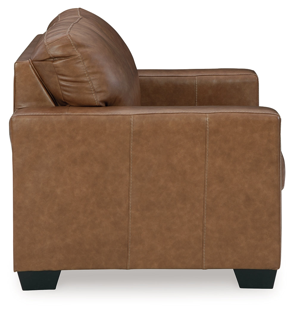 Ashley Furniture - BOLSENA CARAMEL LEATHER LOVESEAT - Light Brown Leather Match - Loveseats - Additional View 3