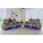 Elements International - LANTANA ROCKY GREY/BROWN 2P POWER SOFA - Gray Faux Leather - Sofas - Additional View 8