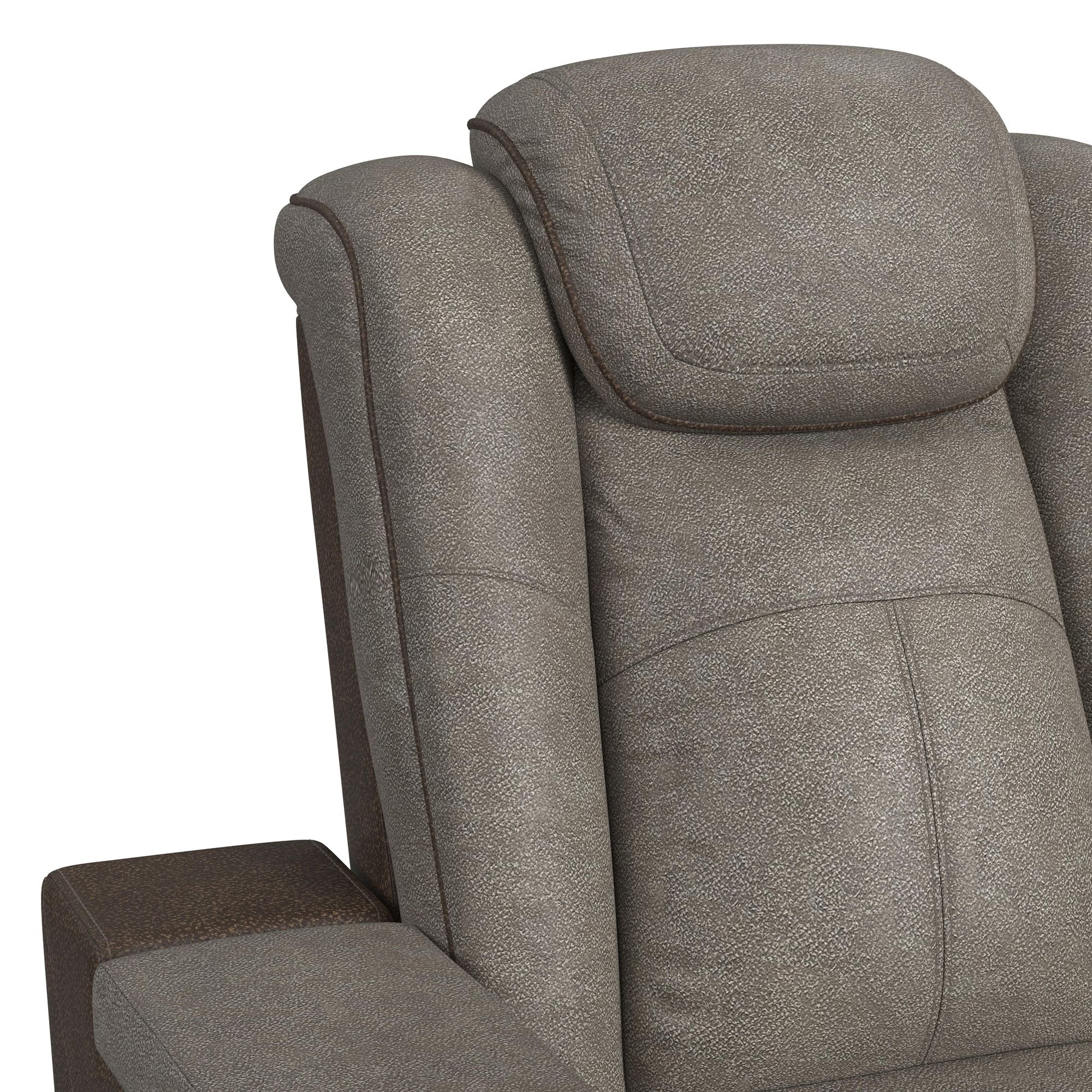 Elements International - LANTANA ROCKY GREY/BROWN 2P POWER SOFA - Gray Faux Leather - Sofas - Additional View 9