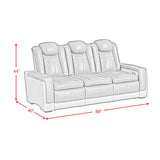 Elements International - LANTANA ROCKY GREY/BROWN 2P POWER SOFA - Gray Faux Leather - Sofas - Additional View 14