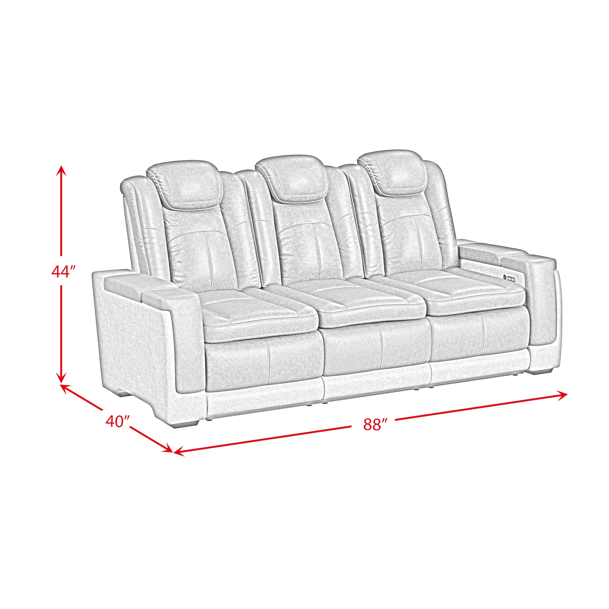 Elements International - LANTANA ROCKY GREY/BROWN 2P POWER SOFA - Gray Faux Leather - Sofas - Additional View 14