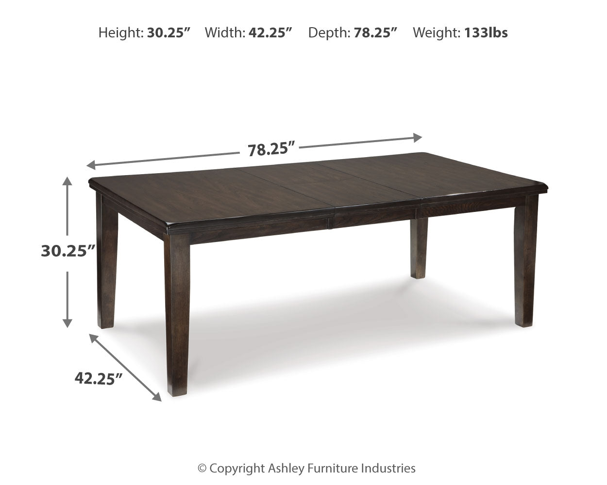 Ashley Furniture - HADDIGAN DINING TABLE - Dark Brown Wood - Tables - Additional View 3