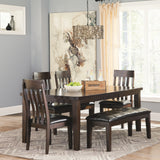 Ashley Furniture - HADDIGAN DINING TABLE - Dark Brown Wood - Tables - Additional View 4