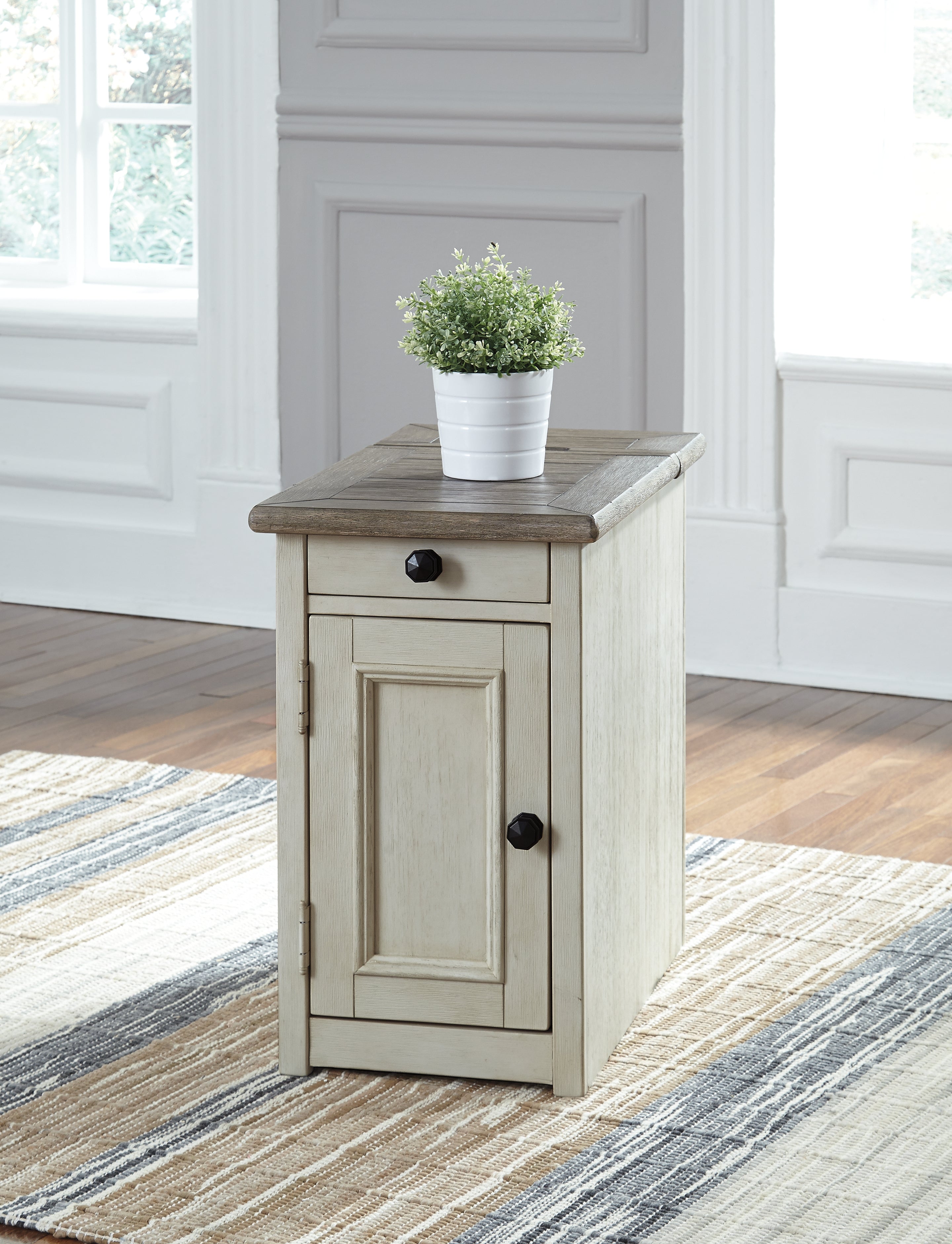 Ashley Furniture - BOLANBURG CHAIR SIDE END TABLE - White Wood - Tables - Additional View 1