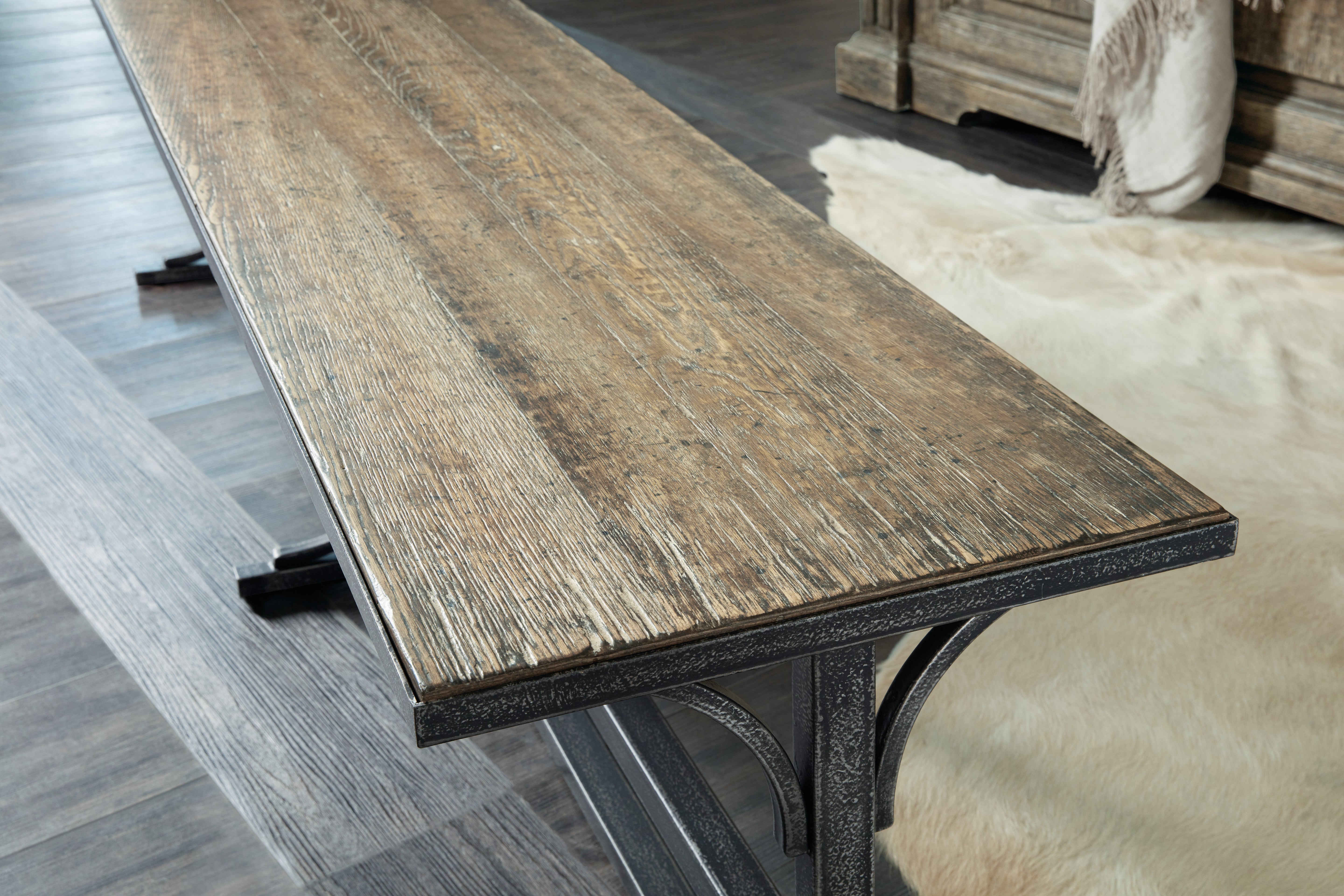 Hooker Furnishings - LAGRANGE VON ROSENBERG BED BENCH - Light Brown|Black Wood - Benches - Additional View 2