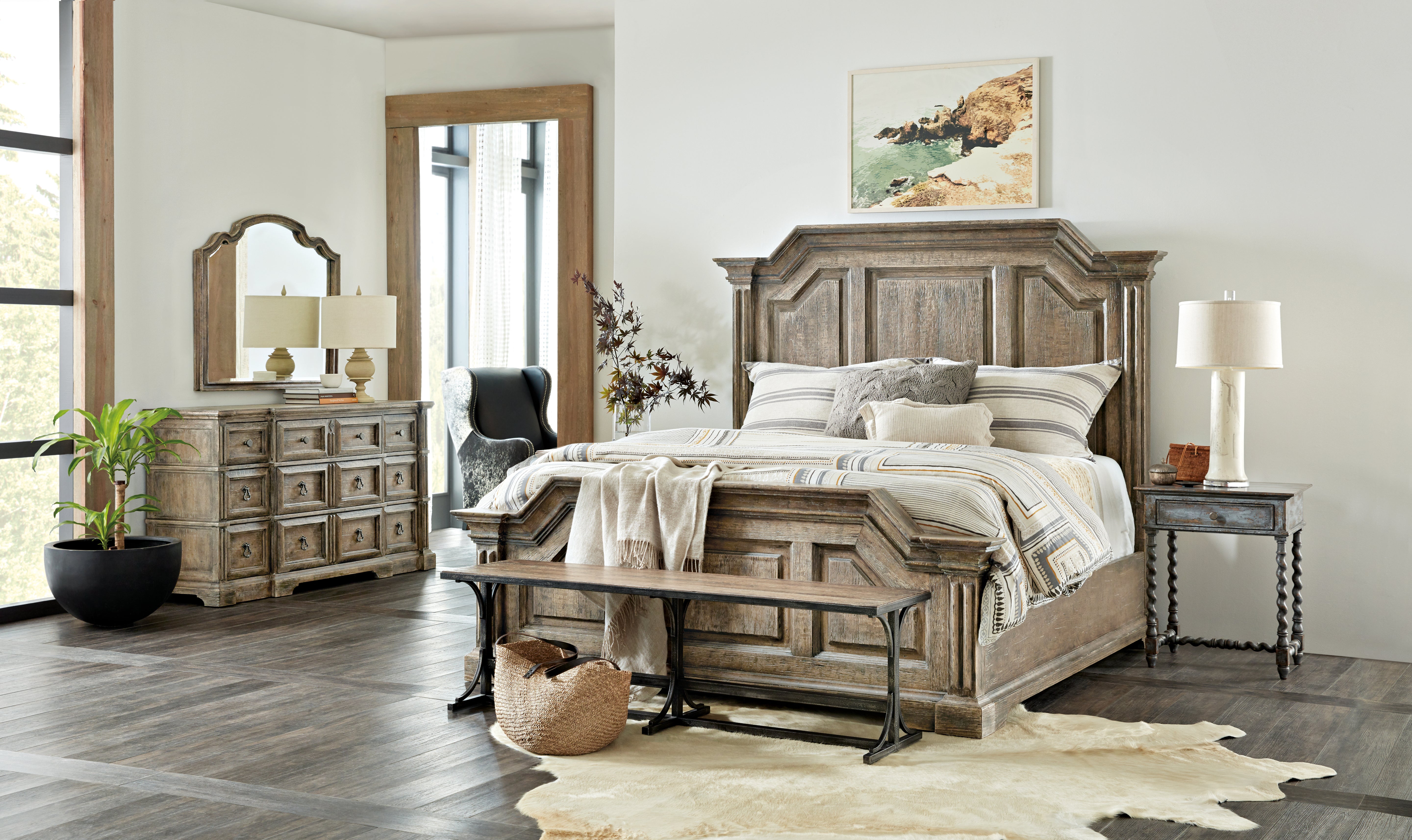Hooker Furnishings - LAGRANGE VON ROSENBERG BED BENCH - Light Brown|Black Wood - Benches - Additional View 4