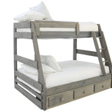 Sawyer Driftwood Twin Over Full Bunkbed With Storage And Bunkie Mattresses