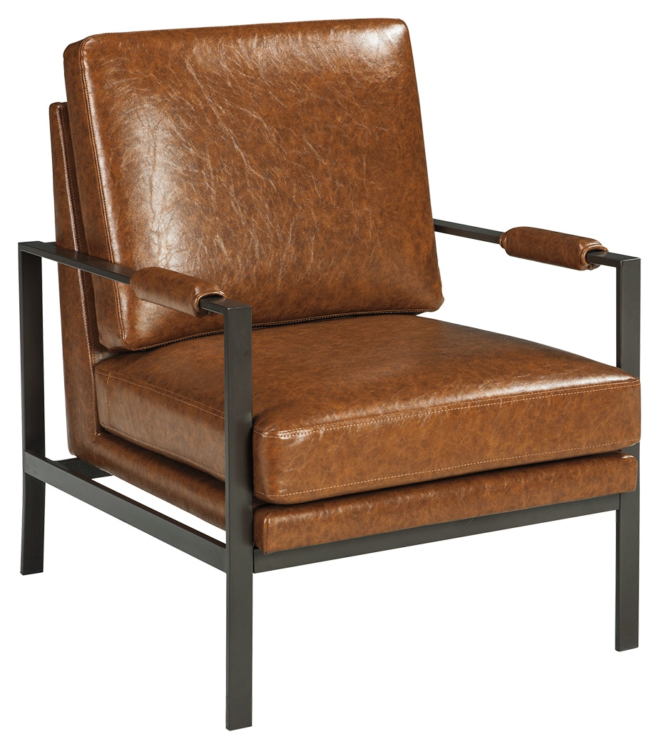 Ashley Furniture - PEACEMAKER ACCENT CHAIR - Dark Brown Faux Leather - Chairs