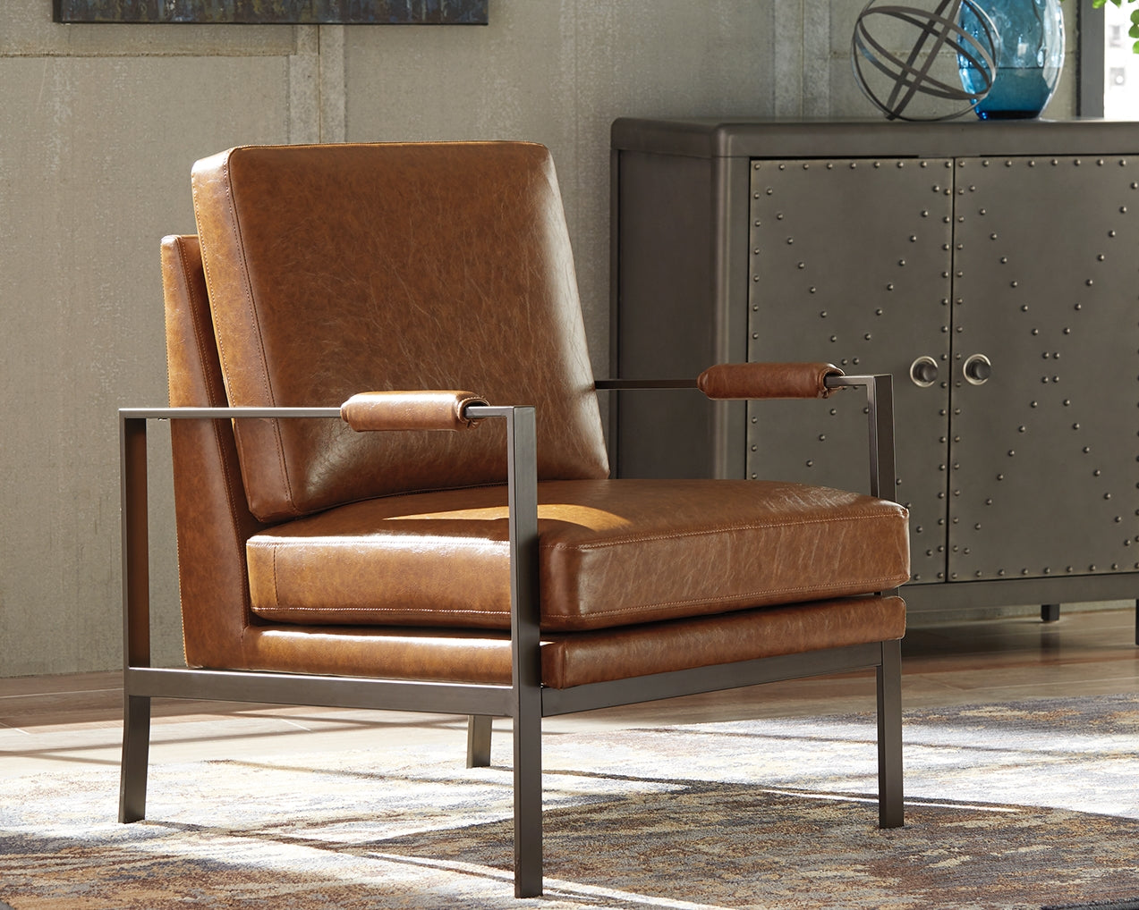 Ashley Furniture - PEACEMAKER ACCENT CHAIR - Dark Brown Faux Leather - Chairs - Additional View 1
