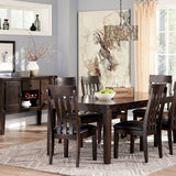 Ashley Furniture - Haddigan 7 Piece Dining Set - Dark Brown Leather Match|Wood - Dining Room Sets