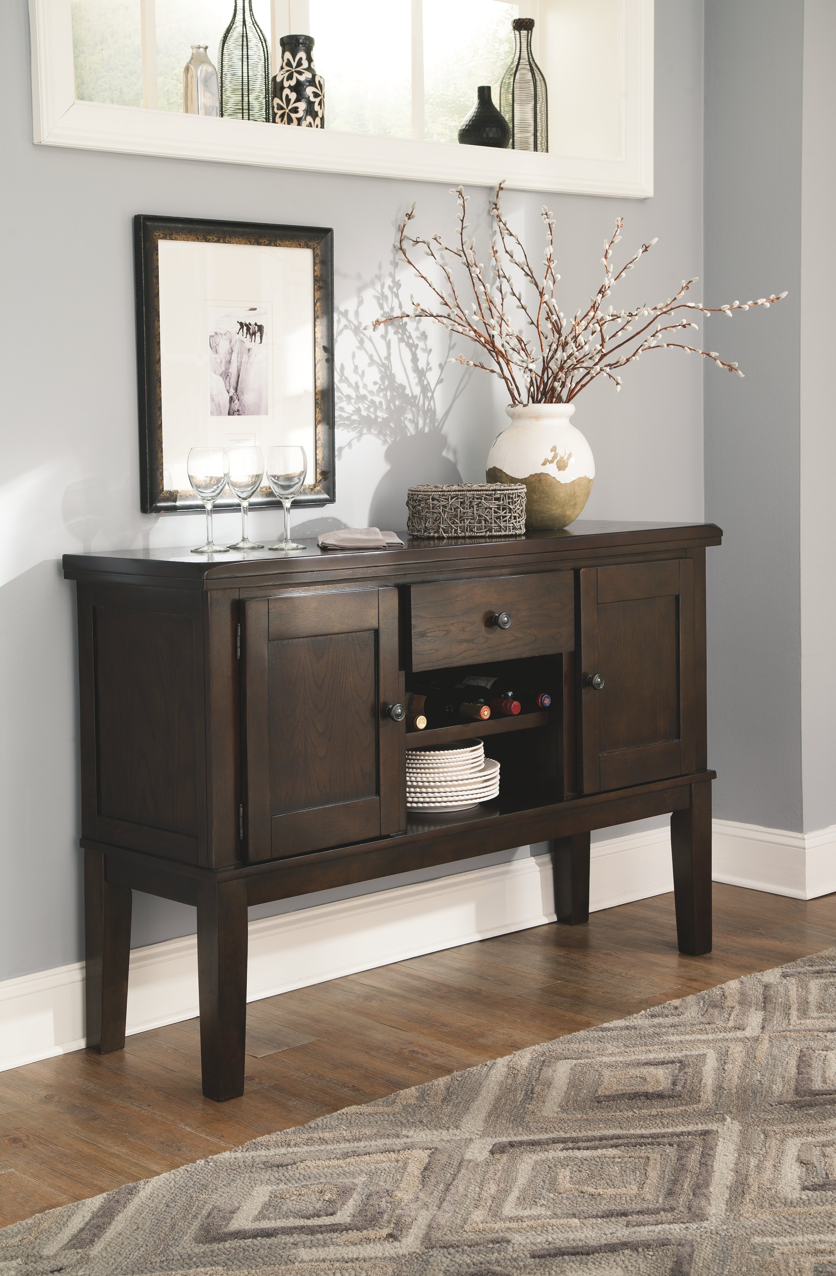 Ashley Furniture - Haddigan 7 Piece Dining Set - Dark Brown Leather Match|Wood - Dining Room Sets - Additional View 5