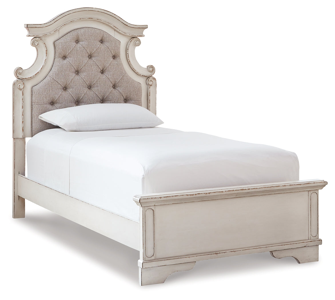 Ashley Furniture - REALYN TWIN PANEL BED - White Wood|Fabric - Beds