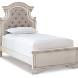 Ashley Furniture - REALYN TWIN PANEL BED - White Wood|Fabric - Beds