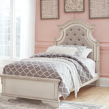 Ashley Furniture - REALYN TWIN PANEL BED - White Wood|Fabric - Beds - Additional View 1