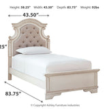 Ashley Furniture - REALYN TWIN PANEL BED - White Wood|Fabric - Beds - Additional View 3
