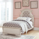 Ashley Furniture - REALYN TWIN PANEL BED - White Wood|Fabric - Beds - Additional View 5