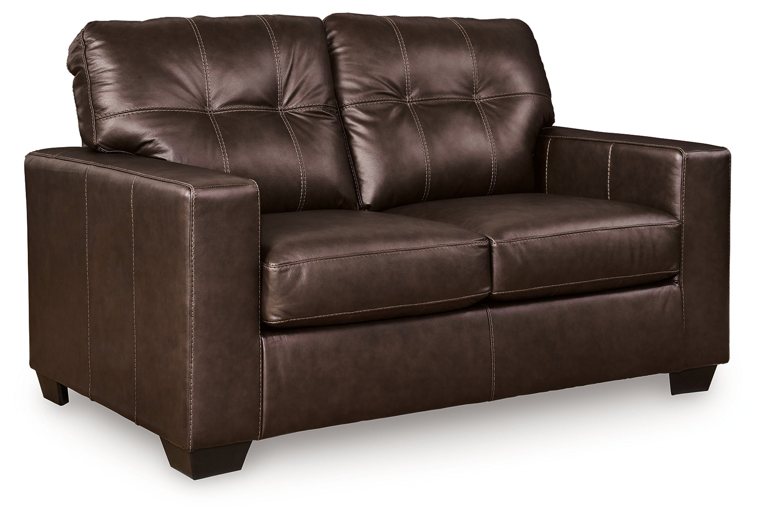 Ashley Furniture - Santorine Loveseat - Dark Brown Leather Match - Loveseats