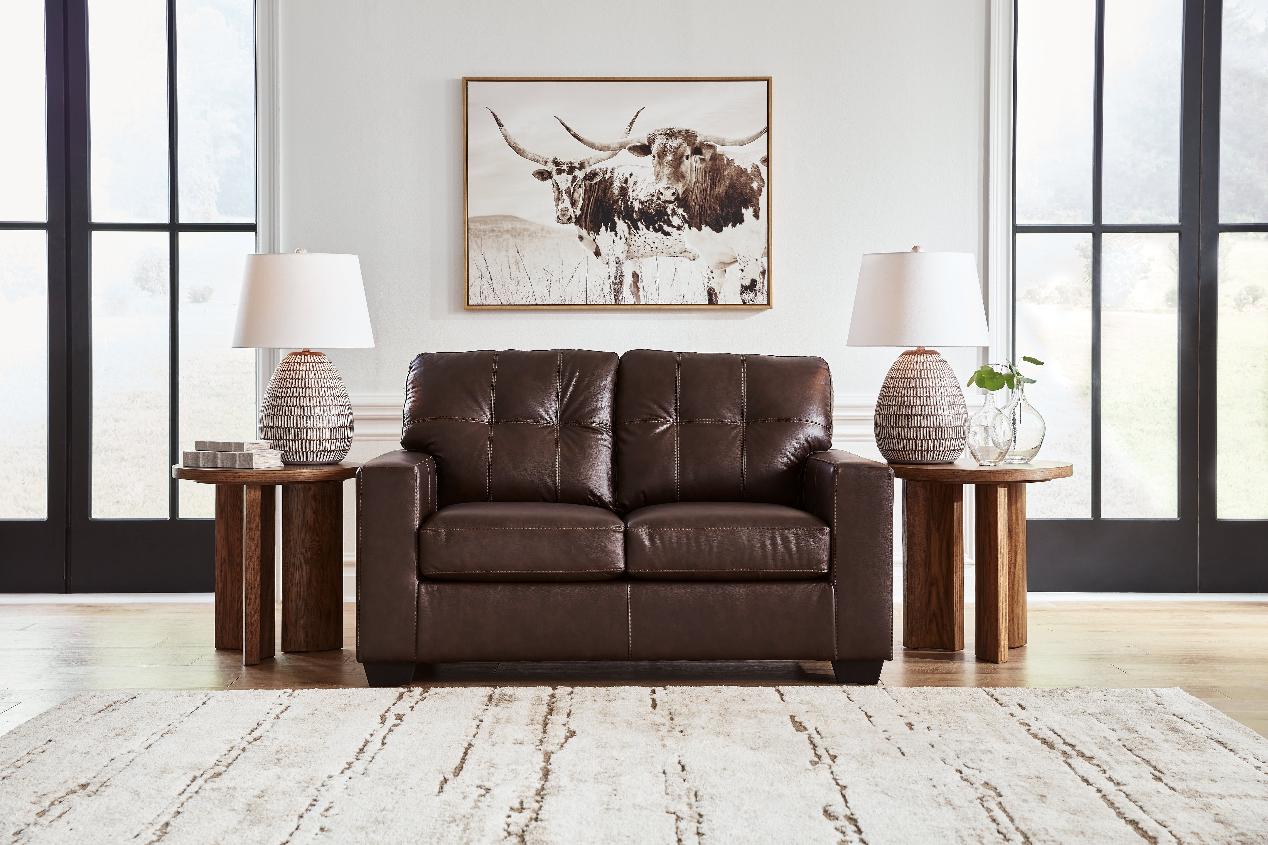 Ashley Furniture - Santorine Loveseat - Dark Brown Leather Match - Loveseats - Additional View 1