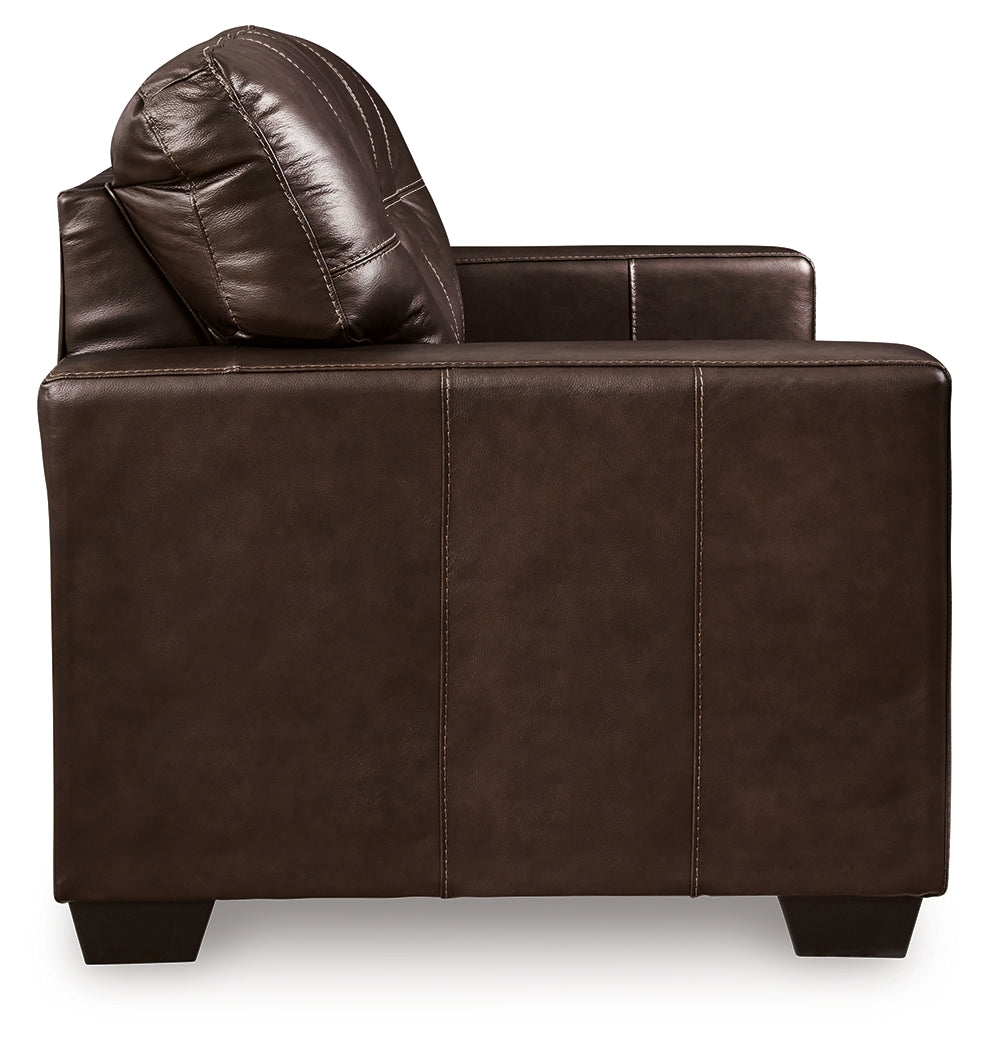 Ashley Furniture - Santorine Loveseat - Dark Brown Leather Match - Loveseats - Additional View 3