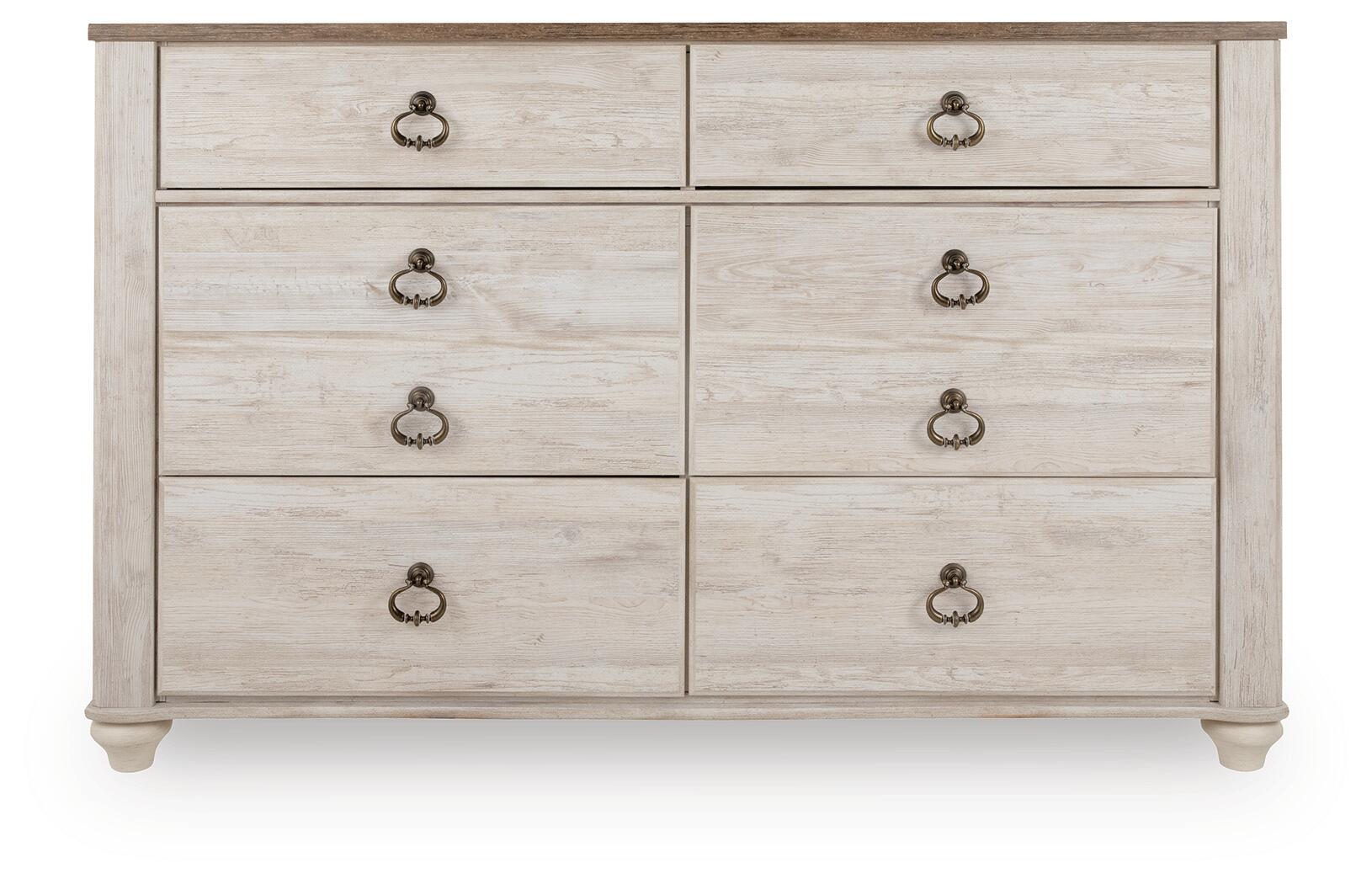 Ashley Furniture - Willowton Dresser - Beige Wood - Dresser & Mirror