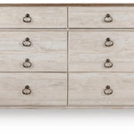 Ashley Furniture - Willowton Dresser - Beige Wood - Dresser & Mirror