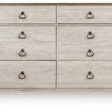 Ashley Furniture - Willowton Dresser - Beige Wood - Dresser & Mirror