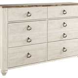 Ashley Furniture - Willowton Dresser - Beige Wood - Dresser & Mirror - Additional View 2