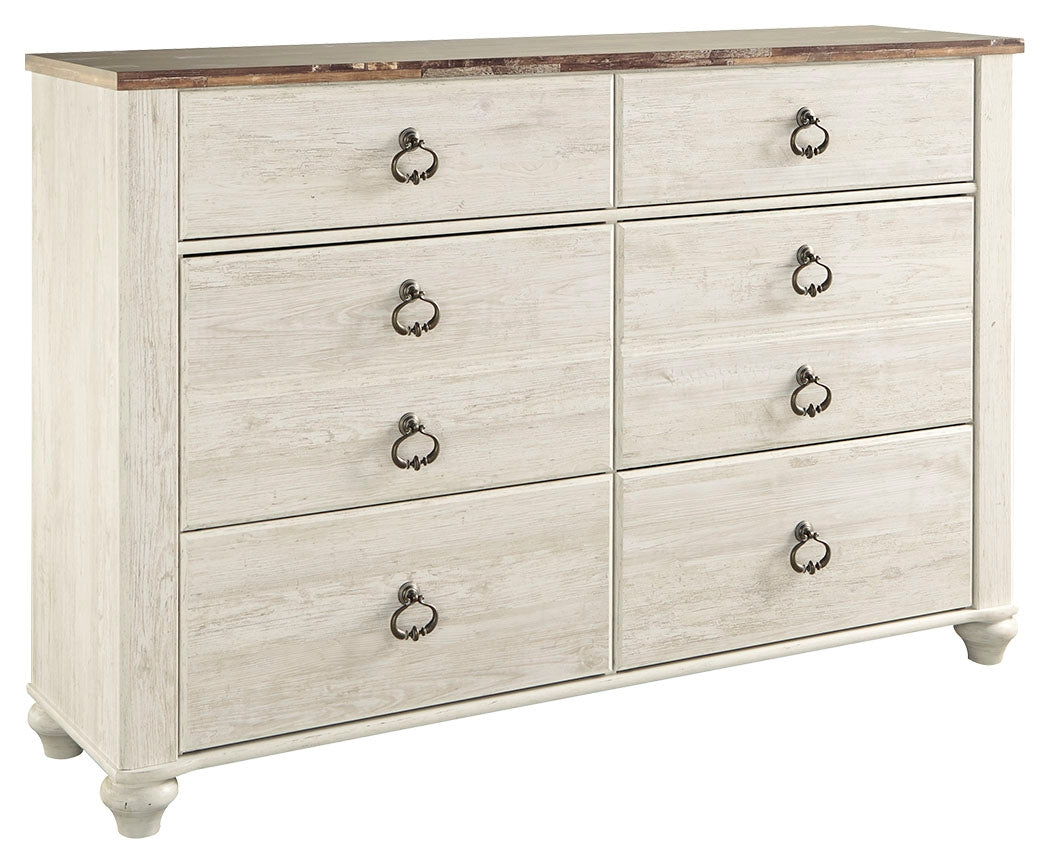 Ashley Furniture - Willowton Dresser - Beige Wood - Dresser & Mirror - Additional View 2