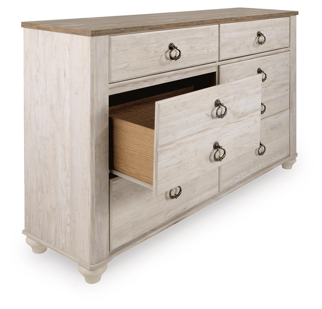 Ashley Furniture - Willowton Dresser - Beige Wood - Dresser & Mirror - Additional View 3