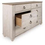 Ashley Furniture - Willowton Dresser - Beige Wood - Dresser & Mirror - Additional View 3