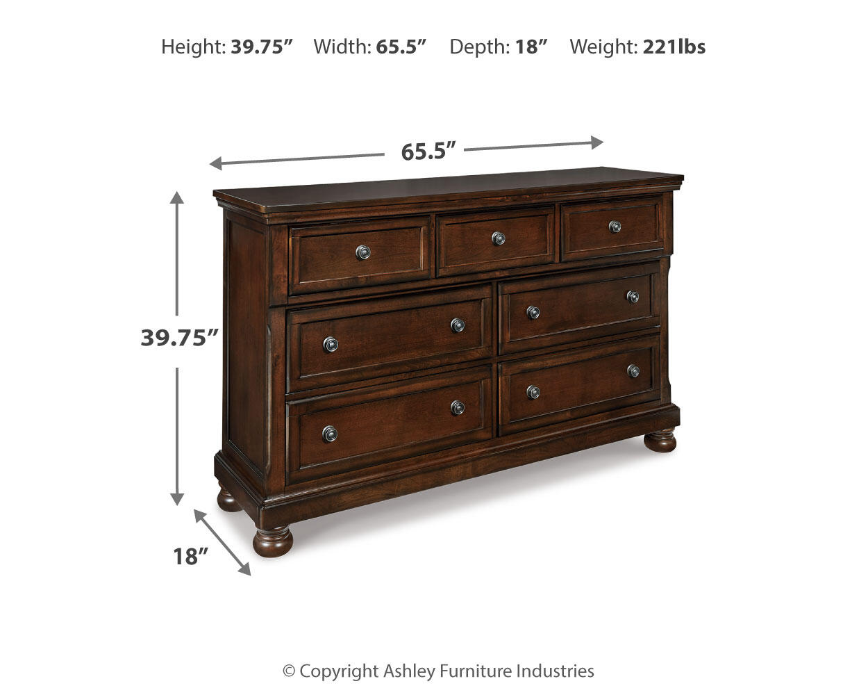 Ashley Furniture - Porter Dresser - Brown - Dark Brown Wood - Dresser & Mirror - Additional View 6