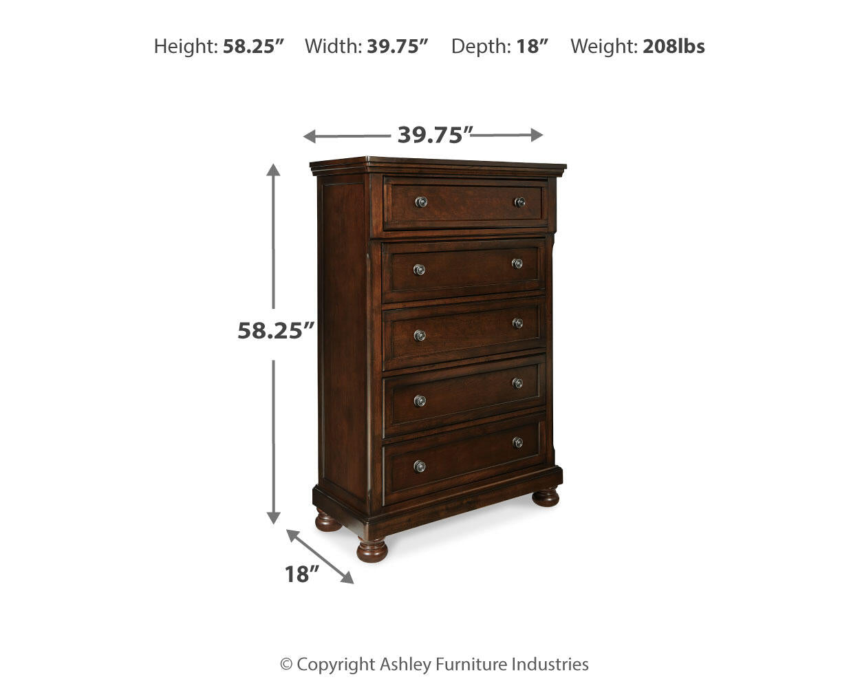 Ashley Furniture - Porter Chest - Brown - Dark Brown Wood - Chests - Additional View 3