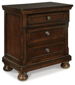Ashley Furniture - Porter Two Drawer Night Stand - Brown - Dark Brown Wood - Nightstands