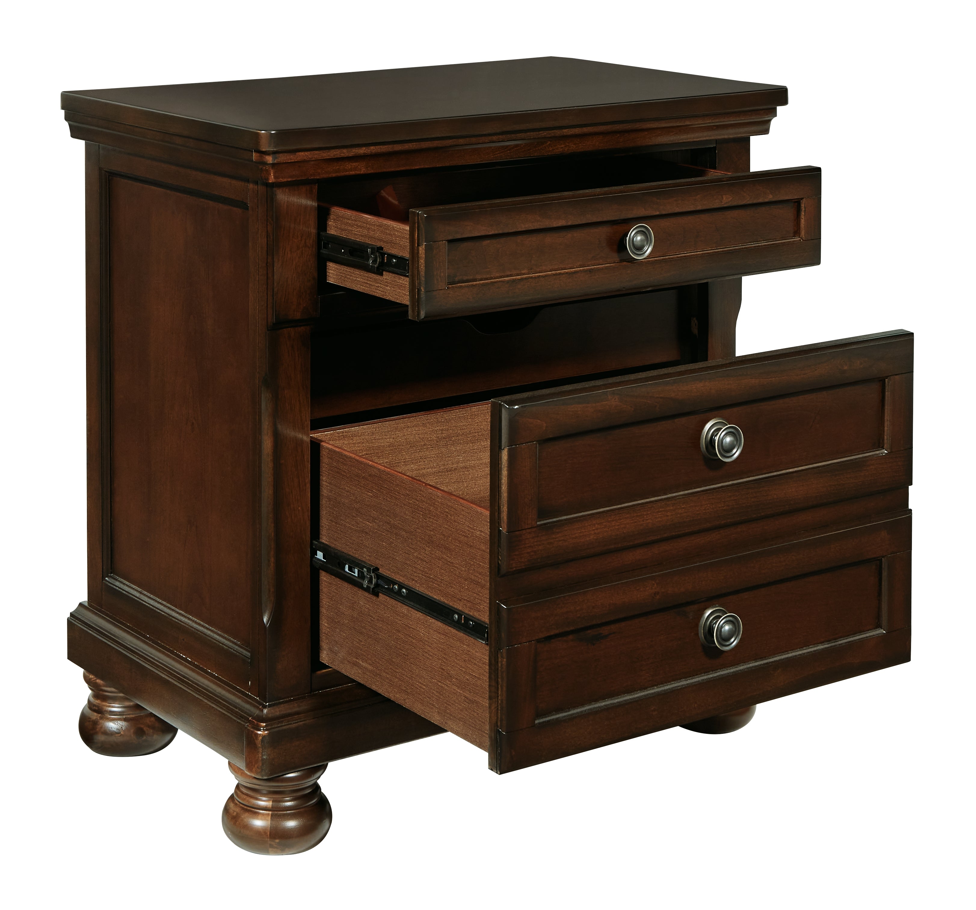 Ashley Furniture - Porter Two Drawer Night Stand - Brown - Dark Brown Wood - Nightstands - Additional View 2