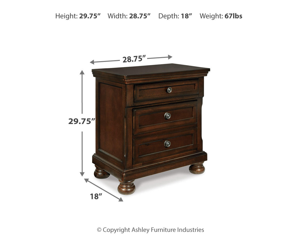 Ashley Furniture - Porter Two Drawer Night Stand - Brown - Dark Brown Wood - Nightstands - Additional View 6