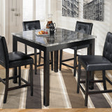 Ashley Furniture - MAYSVILLE 5 PIECE PUB DINING SET - Black Faux Marble|Leather Match|Wood - Dining Room Sets - Additional View 1