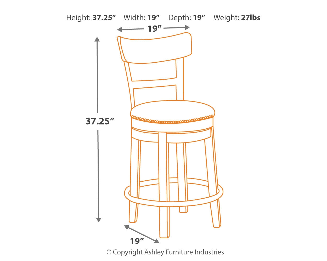 Ashley Furniture - PINNADEL 24" UPHOLSTERED SWIVEL BARSTOOL - Light Brown Leather Match|Metal|Wood - Stools - Additional View 2