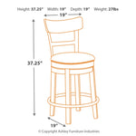 Ashley Furniture - PINNADEL 24" UPHOLSTERED SWIVEL BARSTOOL - Light Brown Leather Match|Metal|Wood - Stools - Additional View 2