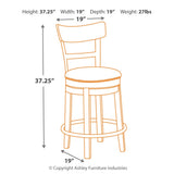 Ashley Furniture - PINNADEL 24" UPHOLSTERED SWIVEL BARSTOOL - Light Brown Leather Match|Metal|Wood - Stools - Additional View 2