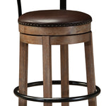 Ashley Furniture - PINNADEL 30" UPHOLSTERED SWIVEL BARSTOOL - Light Brown Metal|Wood - Stools