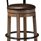 Ashley Furniture - PINNADEL 30" UPHOLSTERED SWIVEL BARSTOOL - Light Brown Metal|Wood - Stools