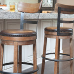 Ashley Furniture - PINNADEL 30" UPHOLSTERED SWIVEL BARSTOOL - Light Brown Metal|Wood - Stools - Additional View 2