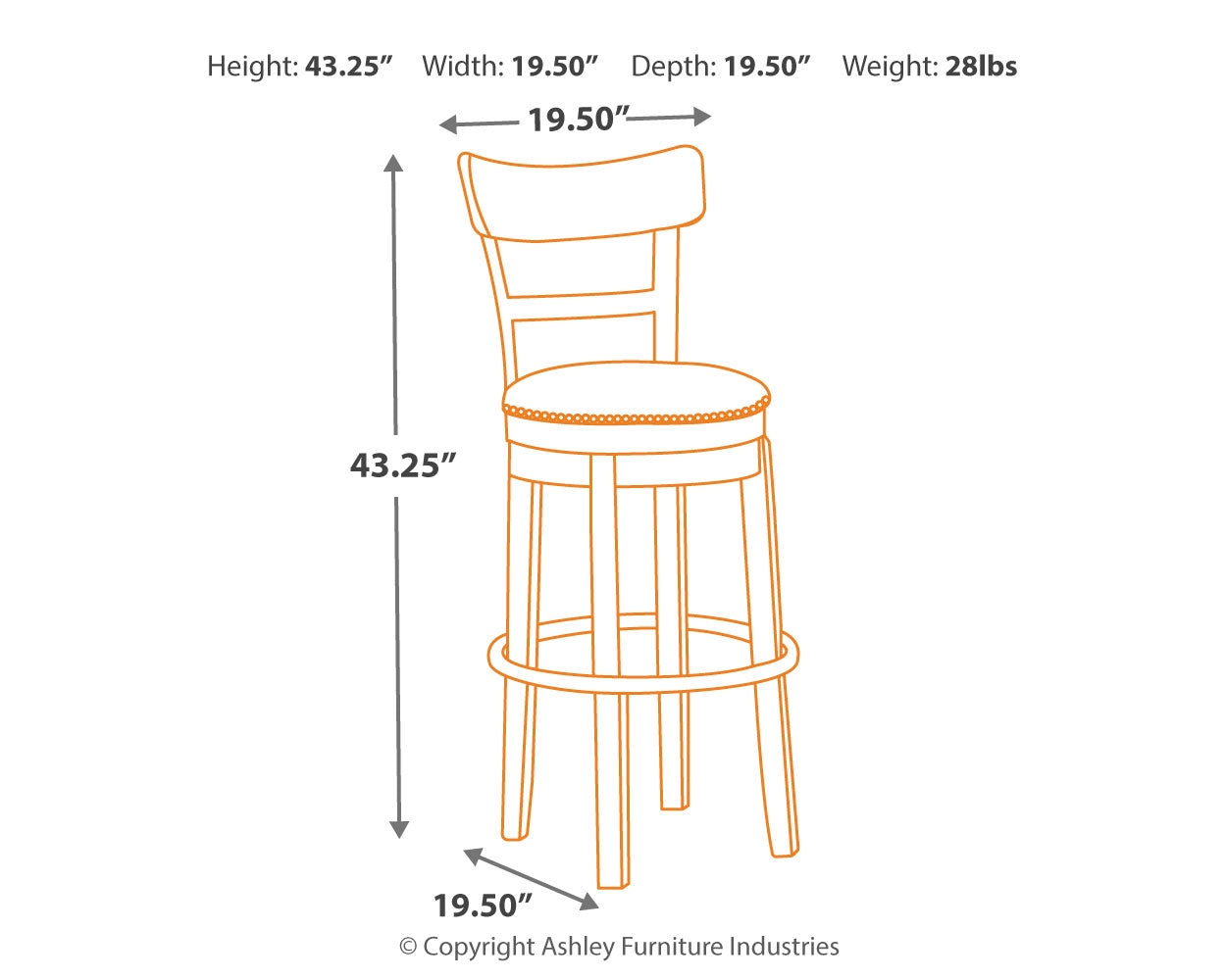 Ashley Furniture - PINNADEL 30" UPHOLSTERED SWIVEL BARSTOOL - Light Brown Metal|Wood - Stools - Additional View 3
