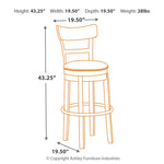 Ashley Furniture - PINNADEL 30" UPHOLSTERED SWIVEL BARSTOOL - Light Brown Metal|Wood - Stools - Additional View 3