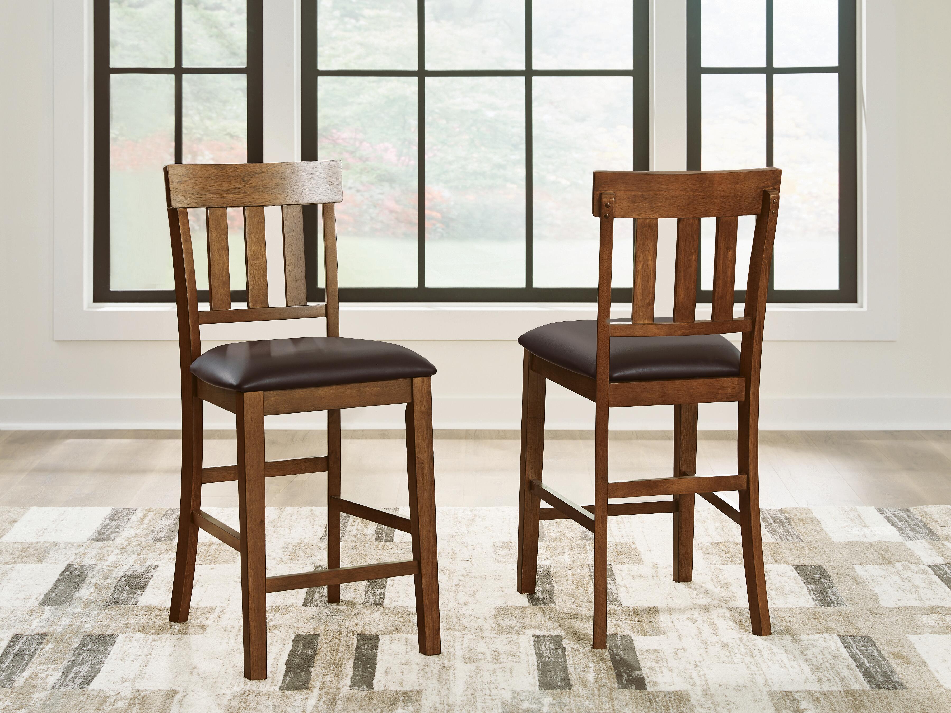 Ashley Furniture - RALENE 24" BARSTOOL - Light Brown Leather Match|Wood - Stools - Additional View 1