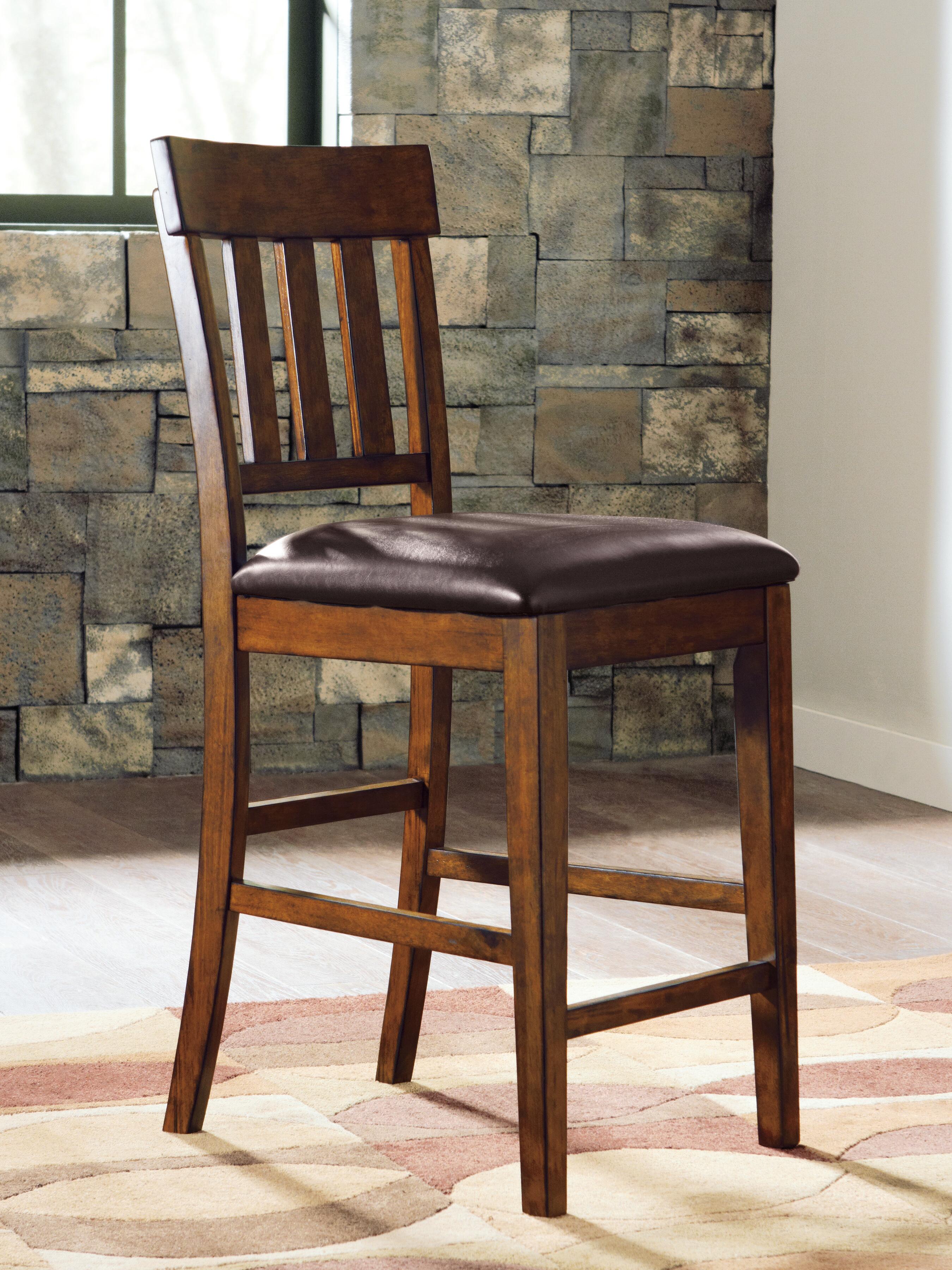 Ashley Furniture - RALENE 24" BARSTOOL - Light Brown Leather Match|Wood - Stools - Additional View 6