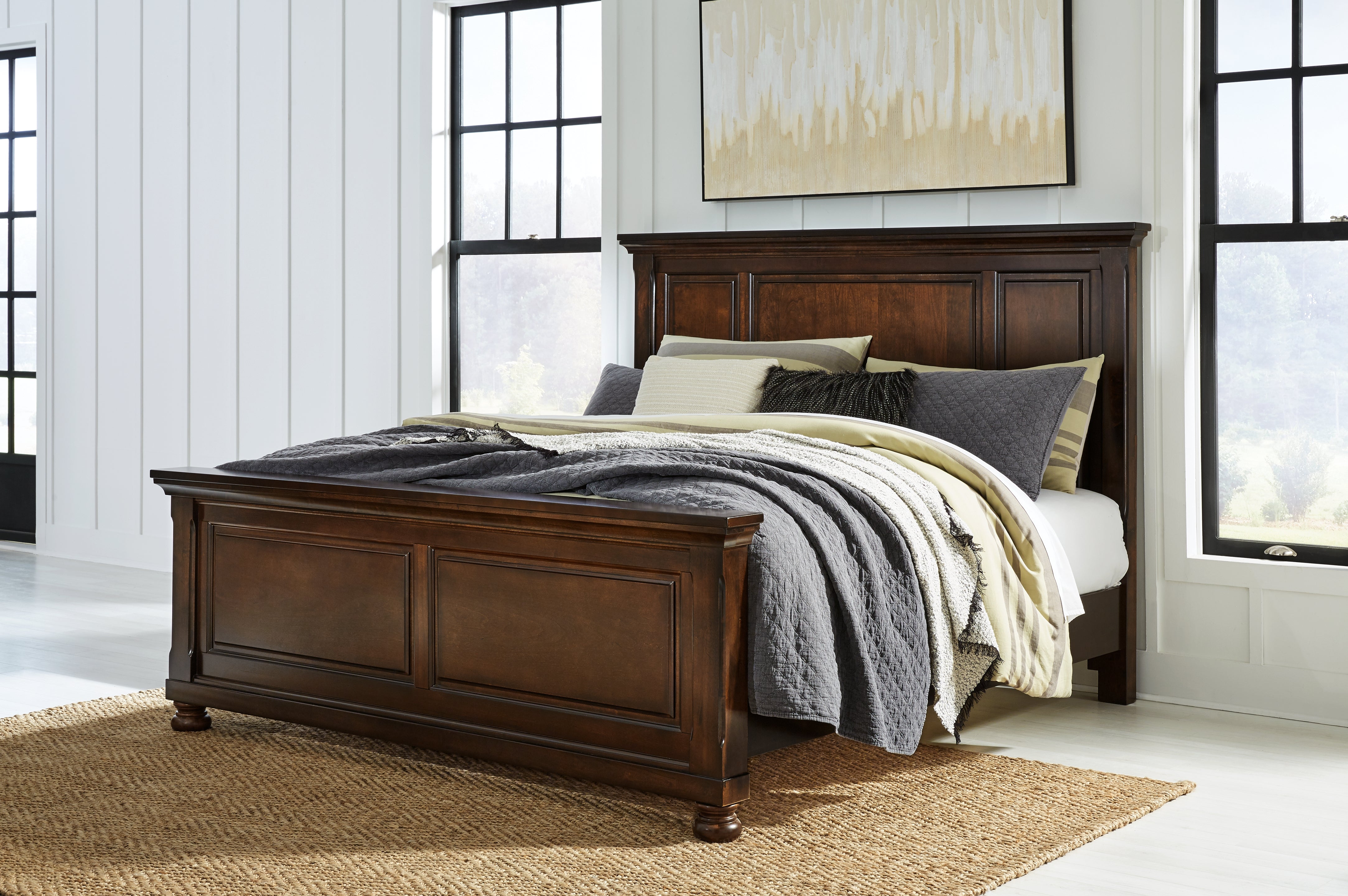 Ashley Furniture - Porter King Panel Bed - Brown - Dark Brown Wood - Beds - Additional View 1