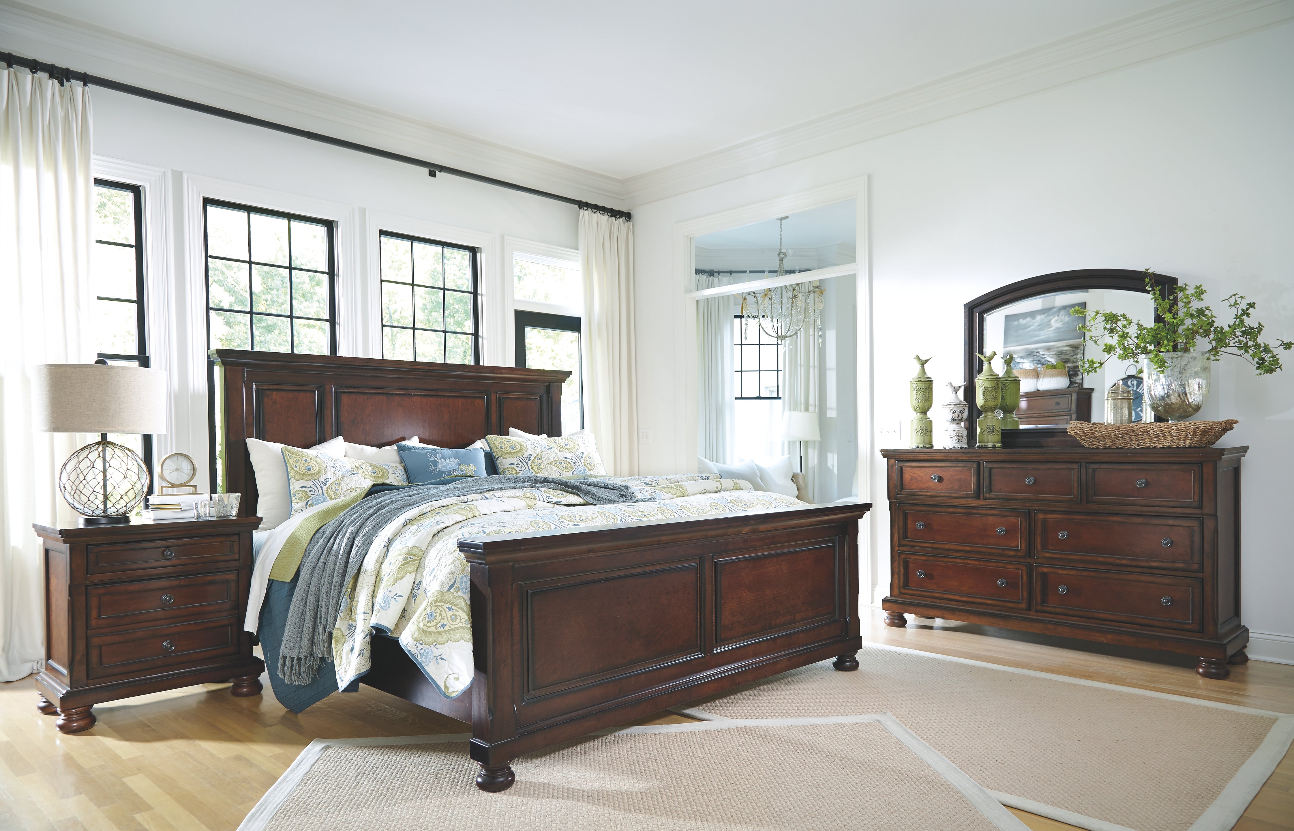 Ashley Furniture - Porter King Panel Bed - Brown - Dark Brown Wood - Beds - Additional View 6